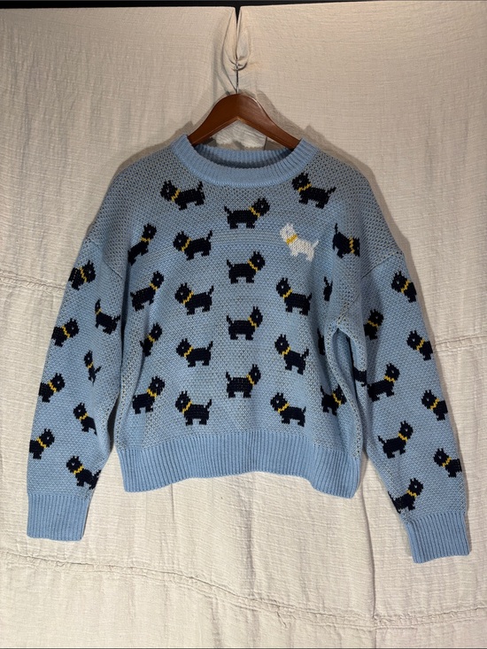 Sweaters - No Boundaries Stranger Things Erica Sinclair Scottie Dog Blue Knit Sweater M/L
